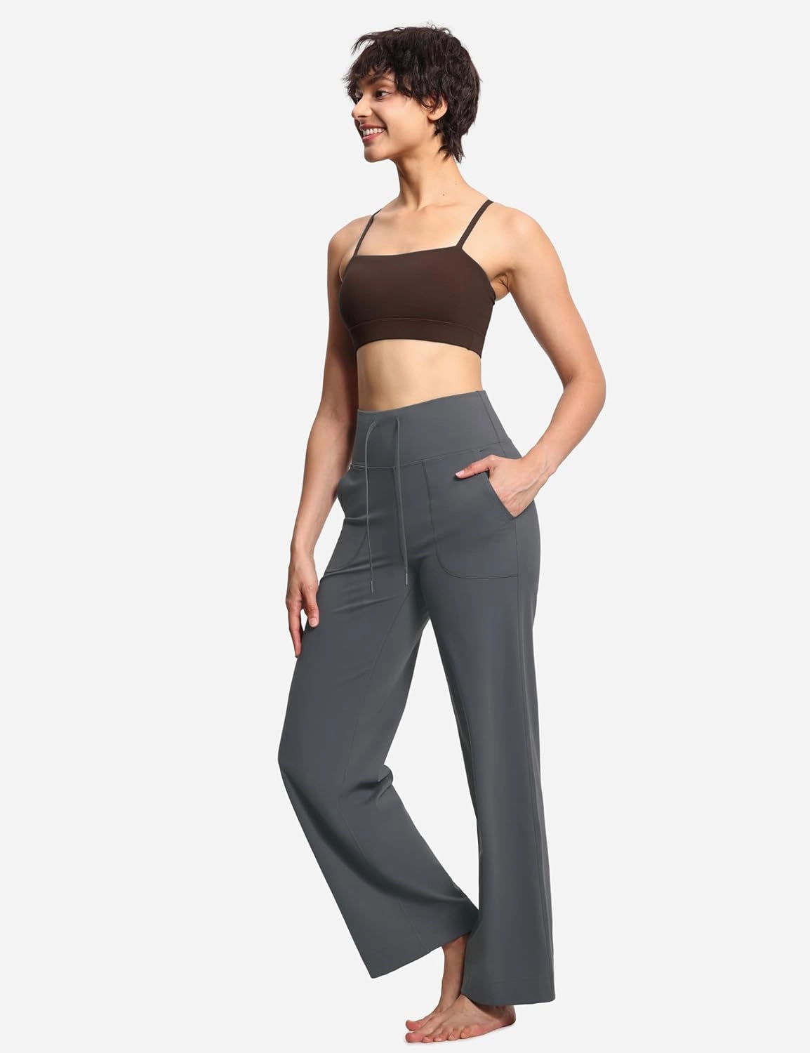 THE GYM PEOPLE Women's Adjustable Spaghetti Strap Sports Bras Wirefree Workout Tops with Removable Padded