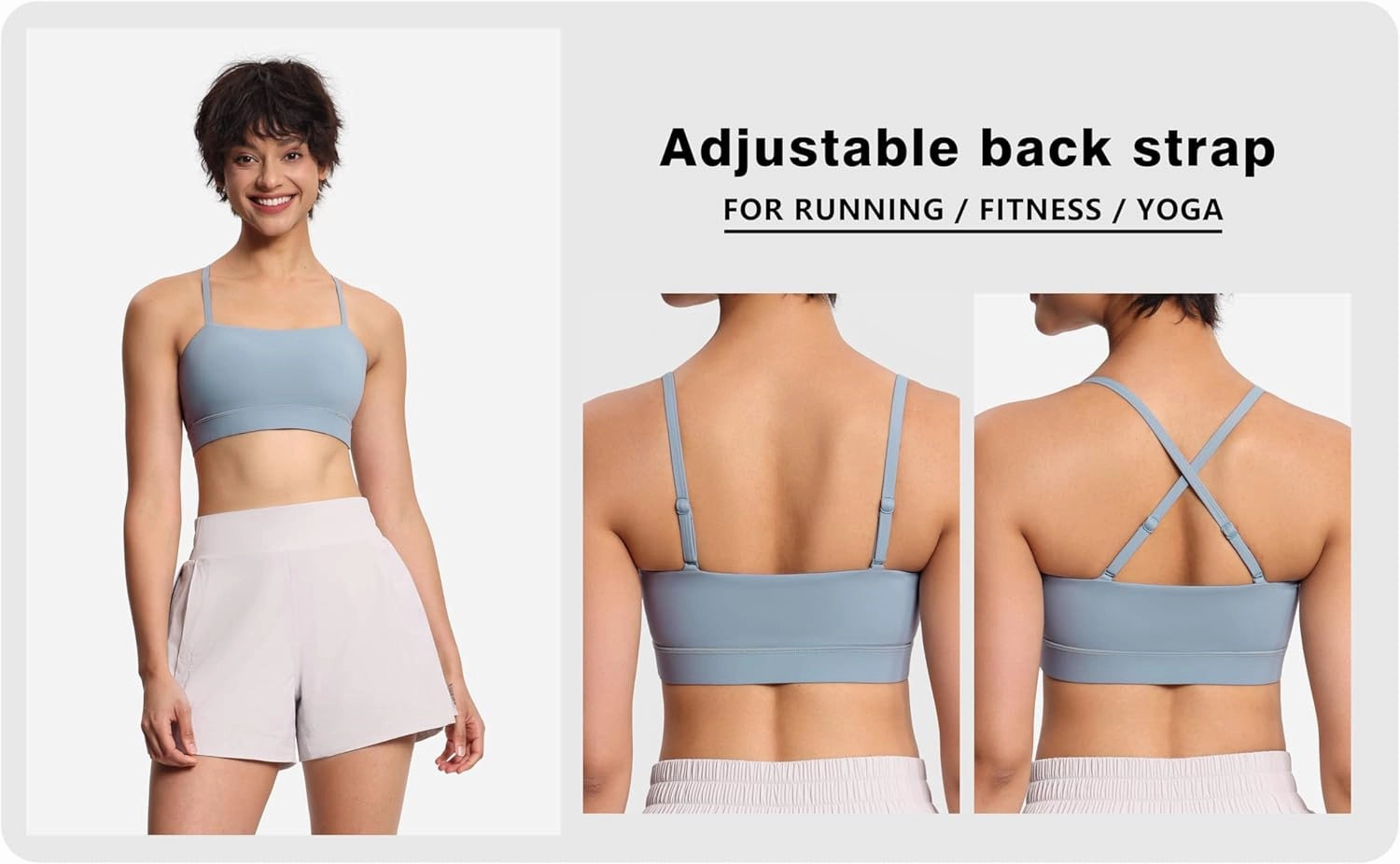 THE GYM PEOPLE Women's Adjustable Spaghetti Strap Sports Bras Wirefree Workout Tops with Removable Padded