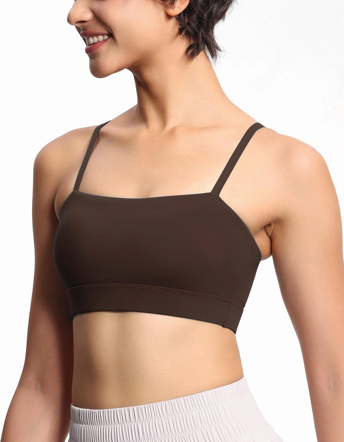 THE GYM PEOPLE Women's Adjustable Spaghetti Strap Sports Bras Wirefree Workout Tops with Removable Padded