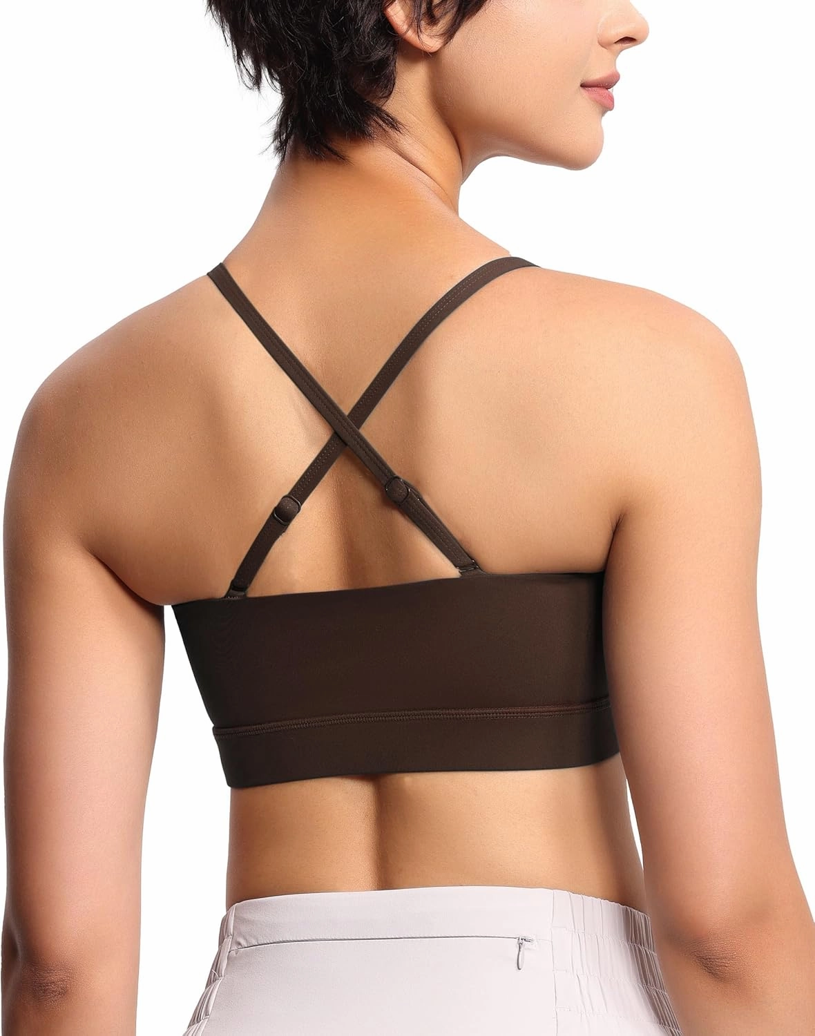 THE GYM PEOPLE Women's Adjustable Spaghetti Strap Sports Bras Wirefree Workout Tops with Removable Padded