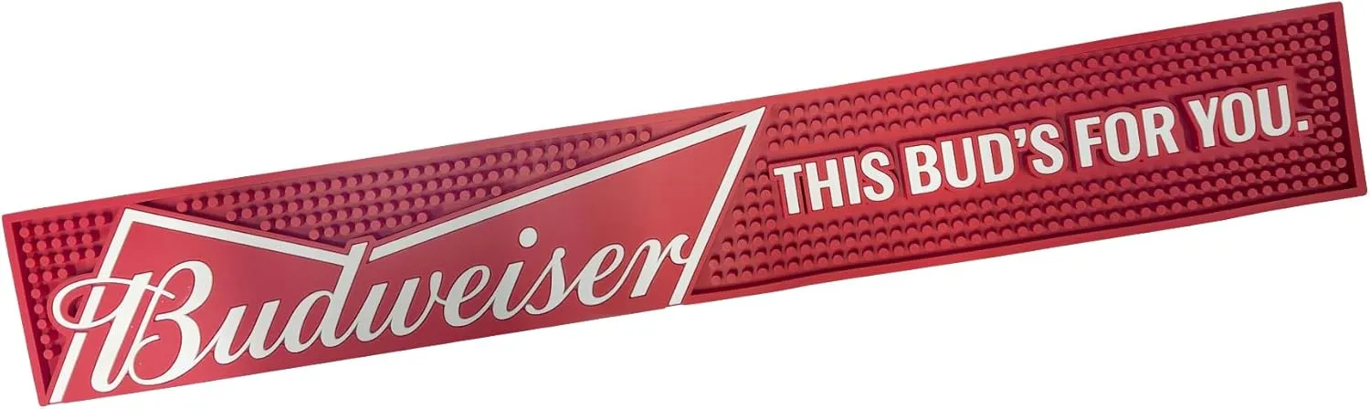This Bud's for You Compatible with Budweiser Professional Bar Mat Spill Mat Rail Drip Mat - Officially Licensed - 23.75 x 3.5 Inches