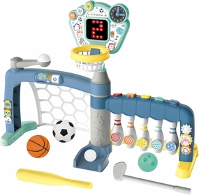 Toddler Basketball Hoop with Adjustable Height, Basketball Bowling Baseball Soccer Golf Activity Center, Indoor Outdoor Basketball Hoop Set Best Gift for Baby Infant
