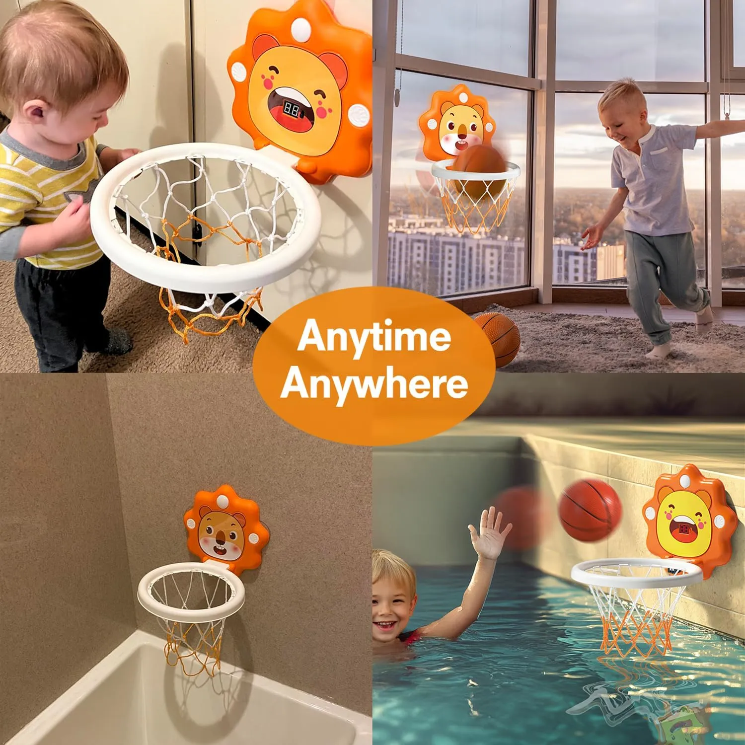 Toddlers Mini Basketball Hoop Indoor,Scoreboard Portable Design Adjustable Height,Christmas Birthday Baby Kids Boy Small Bath Basketball Hoop Gifts Toys for 1 2 3 4 5 Year Old