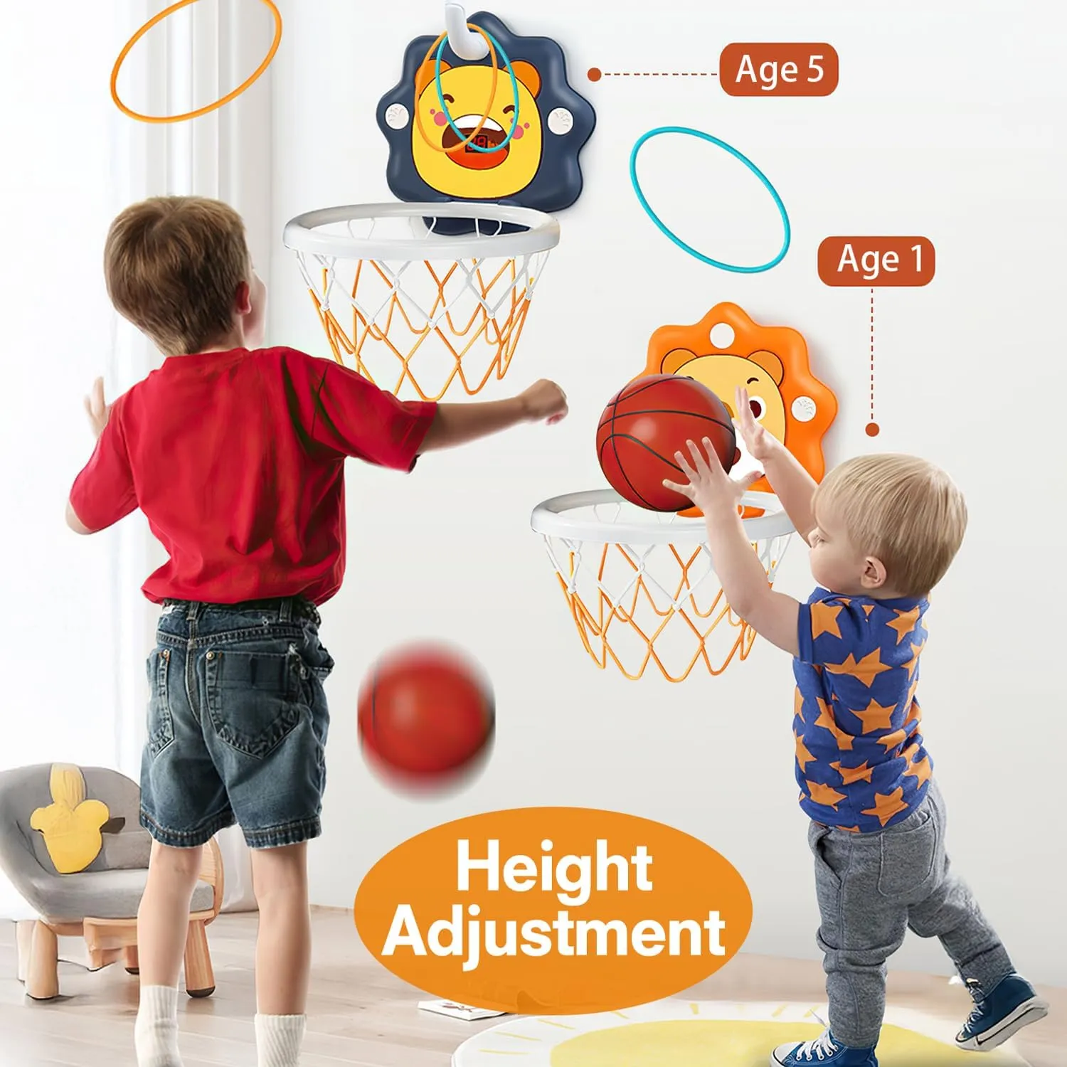 Toddlers Mini Basketball Hoop Indoor,Scoreboard Portable Design Adjustable Height,Christmas Birthday Baby Kids Boy Small Bath Basketball Hoop Gifts Toys for 1 2 3 4 5 Year Old