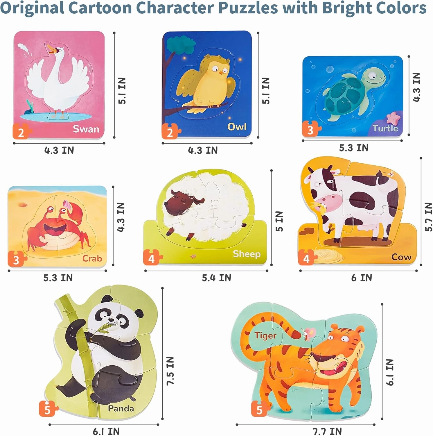 TOI Leveled Puzzles for Kids Aged 2 and Up, Toddler Puzzle Preschool Learning Jigsaw Puzzles, Large Pieces Educational Game for Boys Girls, Classic Education Step 1