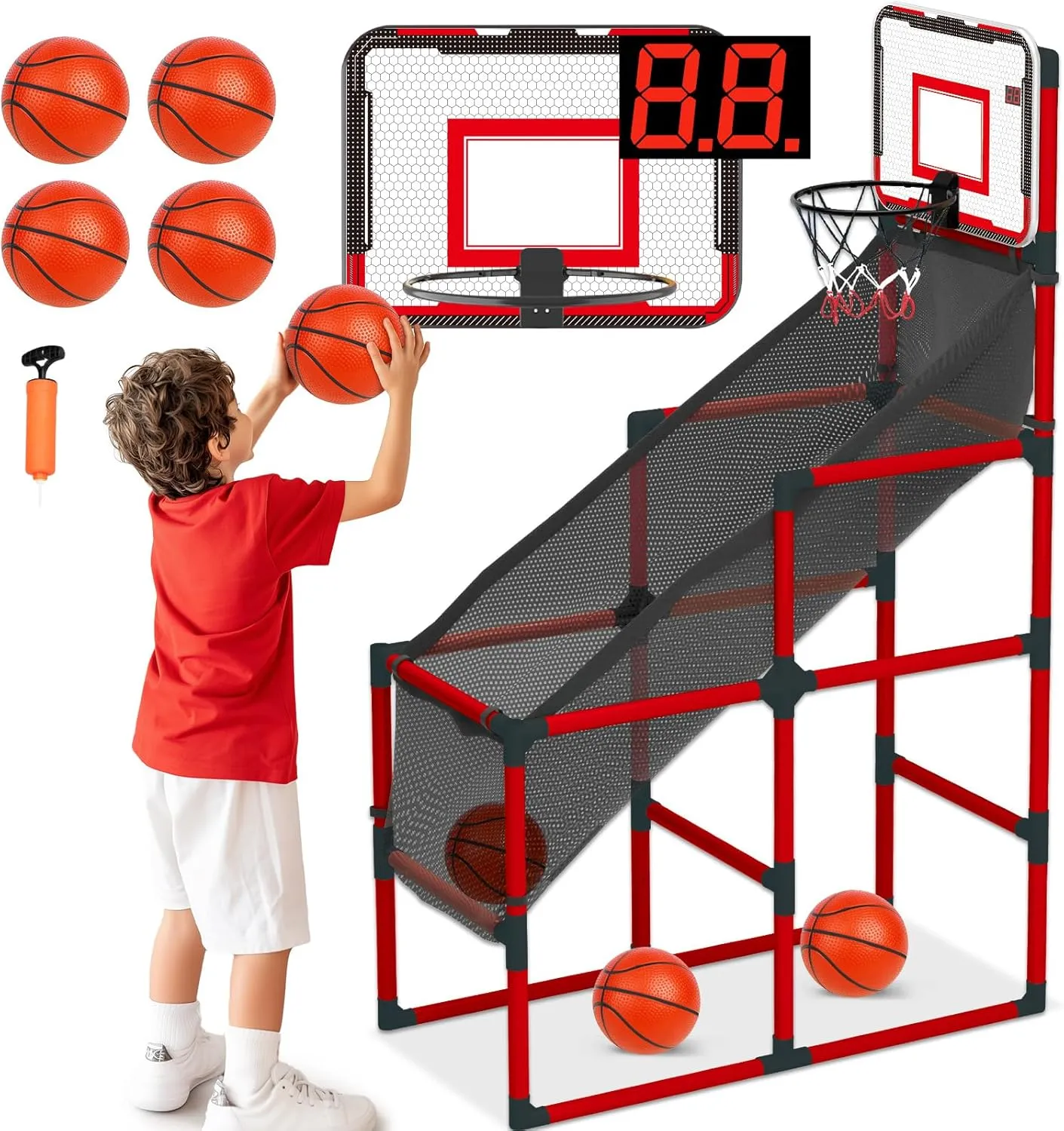 TOY Life LED Toddler Basketball Arcade Game - Indoor Kids Basketball Toys, Adjustable Hoop