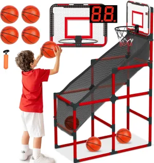 TOY Life LED Toddler Basketball Arcade Game - Indoor Kids Basketball Toys, Adjustable Hoop