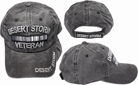 Trade Winds Desert Storm Veteran Ribbon Grey Gray Cotton Adjustable Embroidered Cap Hat - Licensed