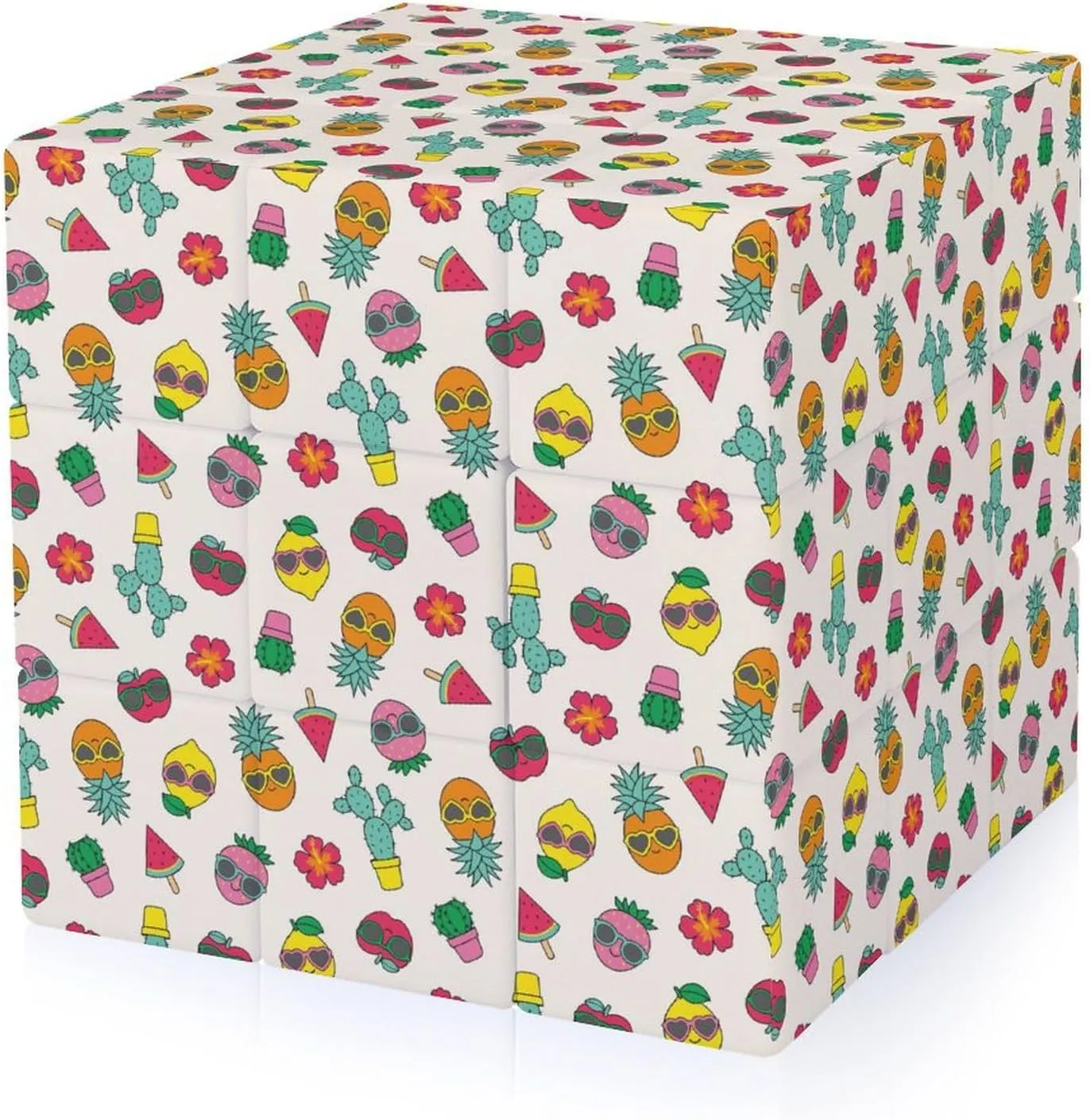 Tropical Fruits and Cactus Funny 3x3x3 Cube Smooth Lightweight Puzzle for Adult Graphic Printing Travel