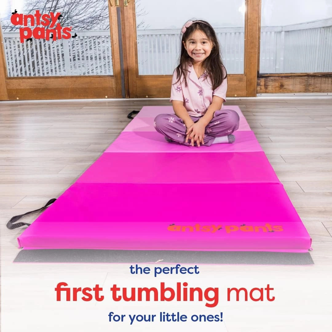 Tumbling Mat – Gymnastics Mat, Easy to Clean, Sturdy, Foldable Tumbling Mat for Kids, Padded, Portable, Carrying Handle, Gymnastics Equipment for Activity Play