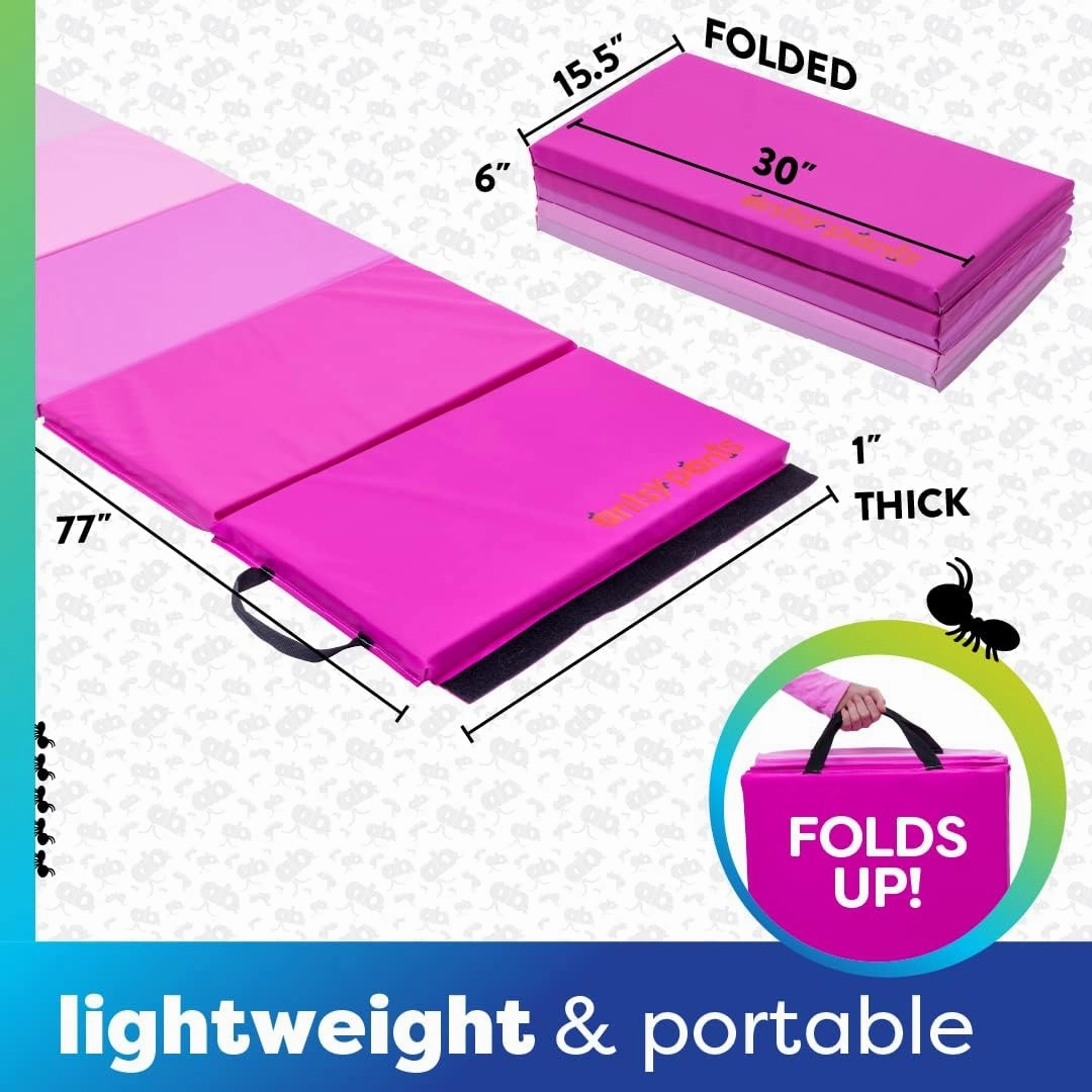 Tumbling Mat – Gymnastics Mat, Easy to Clean, Sturdy, Foldable Tumbling Mat for Kids, Padded, Portable, Carrying Handle, Gymnastics Equipment for Activity Play