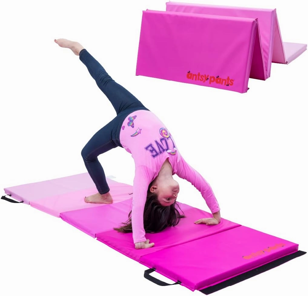 Tumbling Mat – Gymnastics Mat, Easy to Clean, Sturdy, Foldable Tumbling Mat for Kids, Padded, Portable, Carrying Handle, Gymnastics Equipment for Activity Play