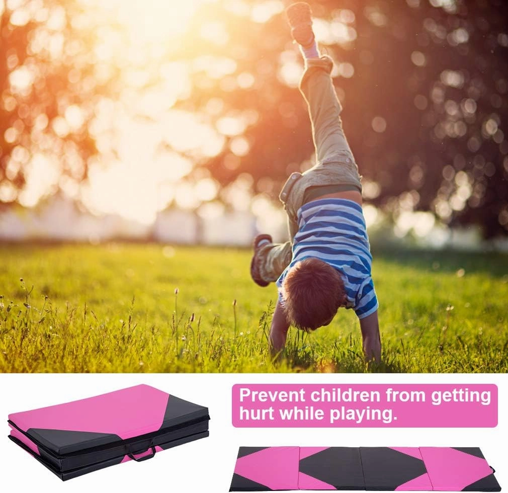 Tumbling Mats Gymnastics Tumbling Foldable Mats Foldable Yoga Mat Thick PU Leather Exercise Mat With Carrying Handles for home Workout outdoor Gymnastics Yoga Pilates