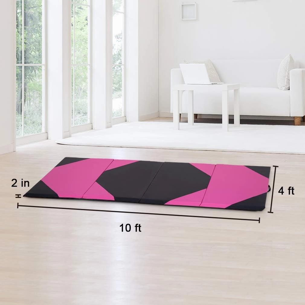 Tumbling Mats Gymnastics Tumbling Foldable Mats Foldable Yoga Mat Thick PU Leather Exercise Mat With Carrying Handles for home Workout outdoor Gymnastics Yoga Pilates