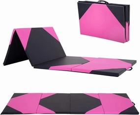 Tumbling Mats Gymnastics Tumbling Foldable Mats Foldable Yoga Mat Thick PU Leather Exercise Mat With Carrying Handles for home Workout outdoor Gymnastics Yoga Pilates