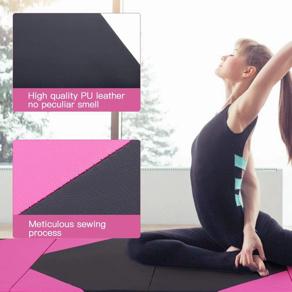 Tumbling Mats Gymnastics Tumbling Foldable Mats Foldable Yoga Mat Thick PU Leather Exercise Mat With Carrying Handles for home Workout outdoor Gymnastics Yoga Pilates