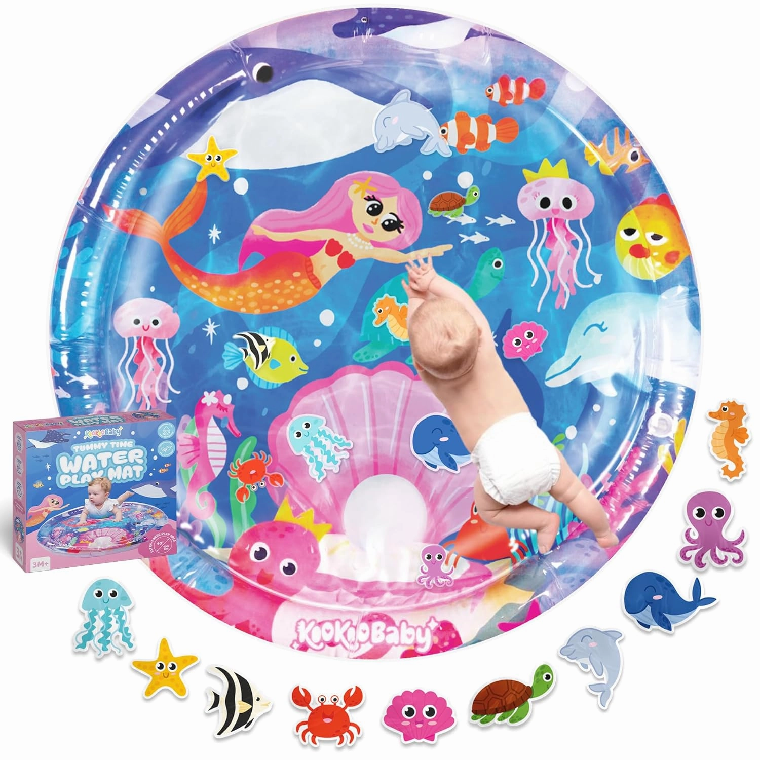 Tummy Time Water Mat for Babies - Xtra Large Sensory Baby Water Mat for Tummy Time & Motor Development - Leak-Proof Water Pad, Durable Infant Water Play Mats for Baby Boys & Girls 3 Months 