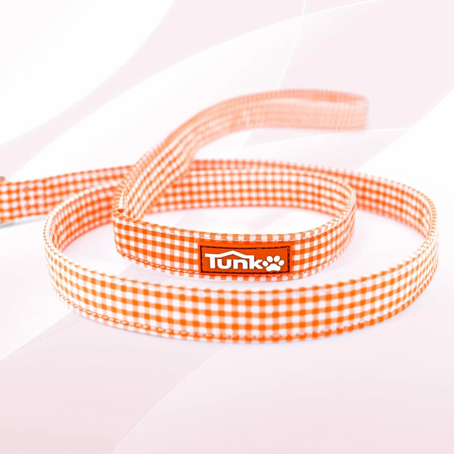 Tunkoo Dog Leash Plaid with Soft Comfy Cotton Handle，Girl Pet for Small Medium Large Dogs Cats Daily Walking（Orange Grid，L）