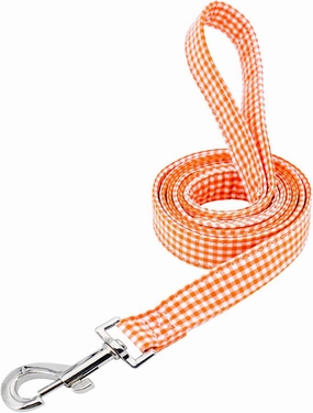 Tunkoo Dog Leash Plaid with Soft Comfy Cotton Handle，Girl Pet for Small Medium Large Dogs Cats Daily Walking（Orange Grid，L）