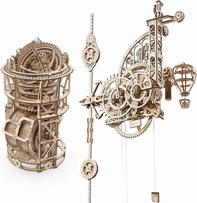 UGEARS Bundles Aero Clock Sky Watcher - 3D Wooden Puzzles Mechanical Clock Kit Idea DeskWood Clock Kits to Build - 3D Puzzles Model Kits for Adults