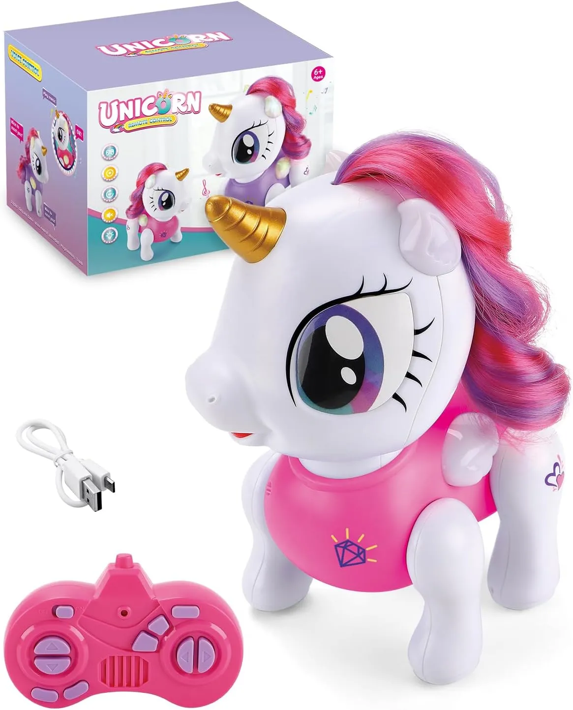 Unicorn Robot Toys for Girls and Boys Rechargeable, Voice and Remote Control Unicorn Robots Interactive Talking Smart Partner with Record Demo Program Dancing Music, Toy Gifts for Kids Age 3 and Up