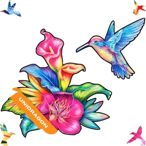 UNIDRAGON Original Wooden Jigsaw Puzzles - Elusive Colibri, 700 pcs, Royal Size 27.6"x21.3", Beautiful Gift Package, Unique Shape Best Gift for Adults and Kids