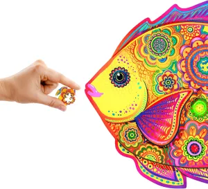 UNIDRAGON Wooden Puzzles for Adults Unique Jigsaw Puzzles - King Size Shining Fish 15.7" х12.2 331 PCS Deko with Cut 0.03 mm Wood Accuracy Animal