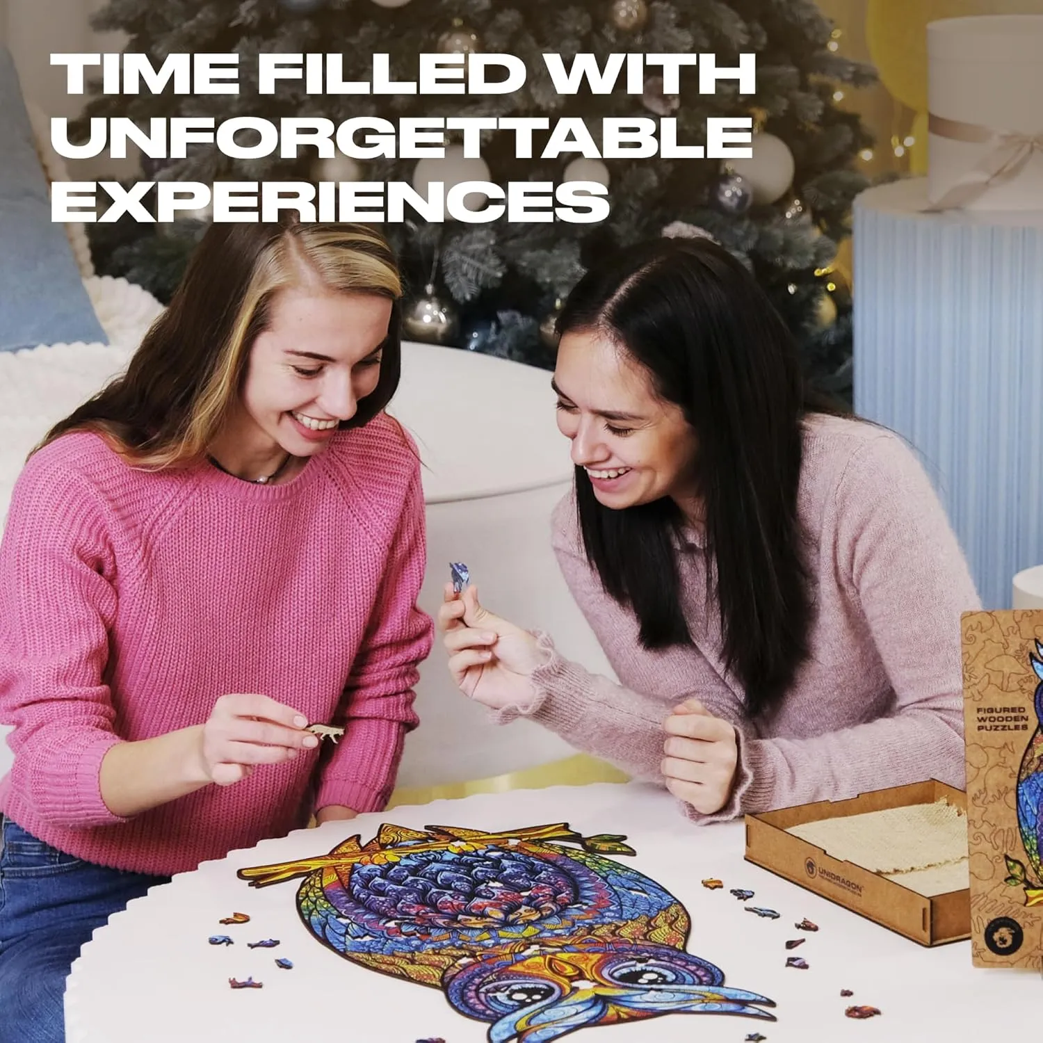 UNIDRAGON Wooden Puzzles for Adults Unique Jigsaw Puzzles - Medium Charming Owl 8.3"x13.8" 186 PCS Deko with Cut 0.03 mm Accuracy Animals