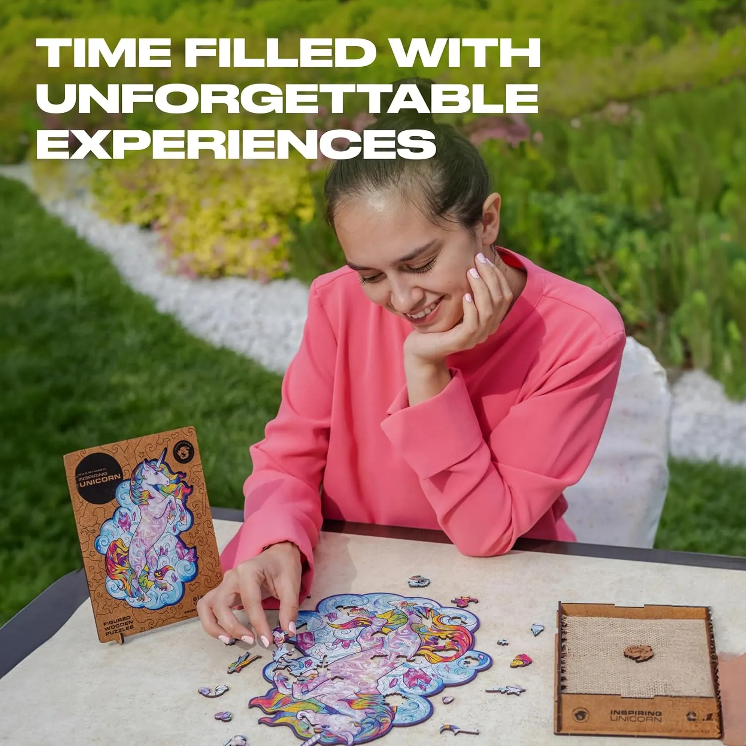 UNIDRAGON Wooden Puzzles for Adults Unique Jigsaw Puzzles - Royal Size Inspiring Unicorn 17.7"x23.6" 700 PCS Deko with Cut 0.03 mm Wood Accuracy Animal