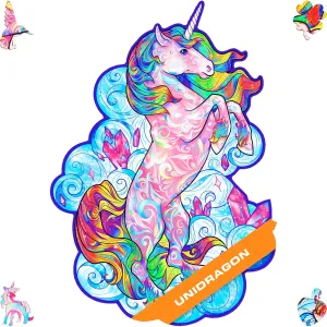 UNIDRAGON Wooden Puzzles for Adults Unique Jigsaw Puzzles - Royal Size Inspiring Unicorn 17.7"x23.6" 700 PCS Deko with Cut 0.03 mm Wood Accuracy Animal