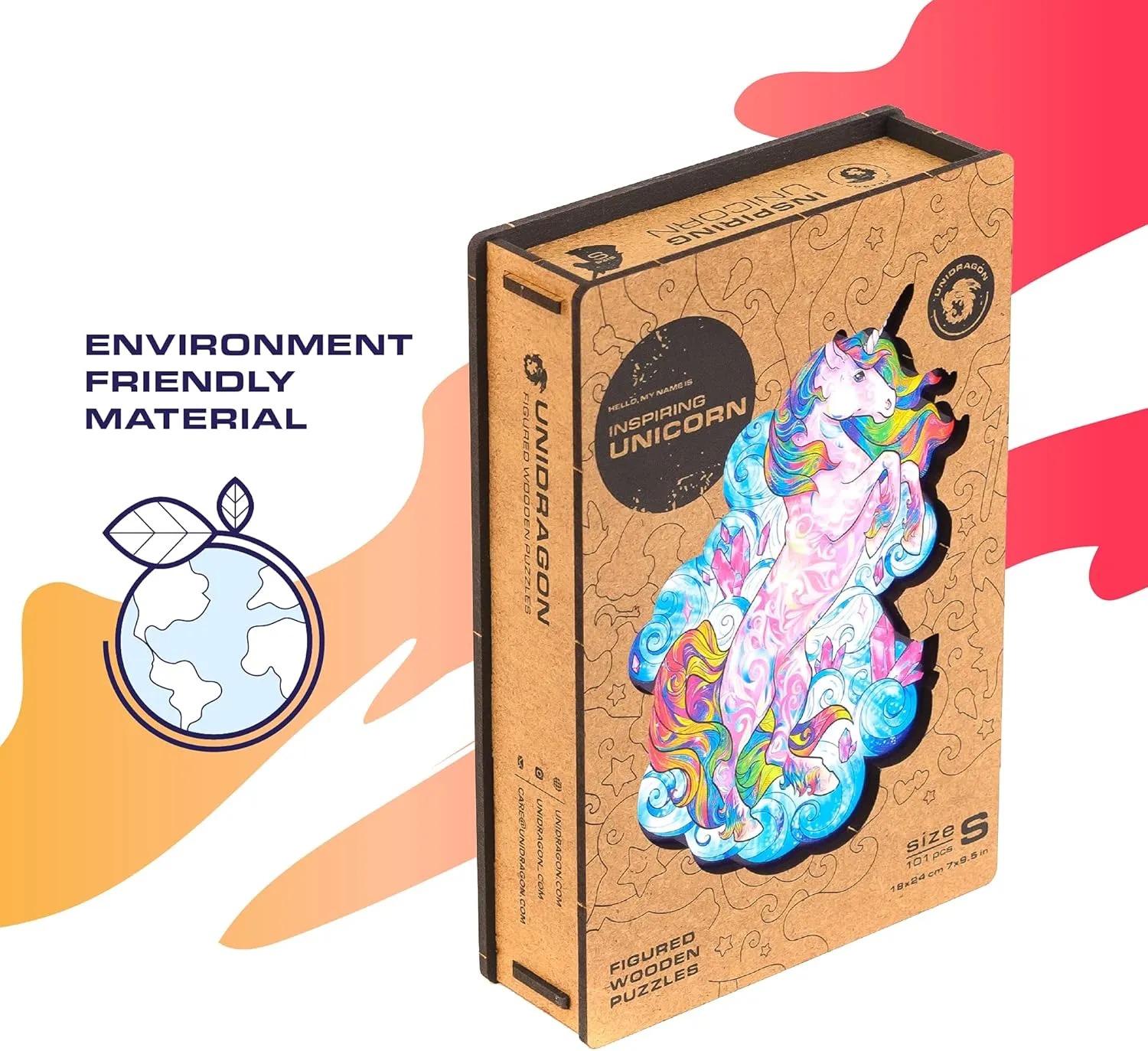 UNIDRAGON Wooden Puzzles for Adults Unique Jigsaw Puzzles - Small Inspiring Unicorn Small 7"x9.5" 103 PCS Deko with Cut 0.03 mm Wood Accuracy Animal