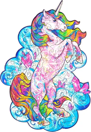 UNIDRAGON Wooden Puzzles for Adults Unique Jigsaw Puzzles - Small Inspiring Unicorn Small 7"x9.5" 103 PCS Deko with Cut 0.03 mm Wood Accuracy Animal