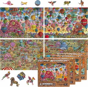 UNIDRAGON Original   IC4 Design Wooden Jigsaw Puzzle for Adults and Kids, Puzzle Board Game, Quezzle Amazing Cappadocia, Full Pack, 1000 Pieces, 28.2 by 19.6 Inches