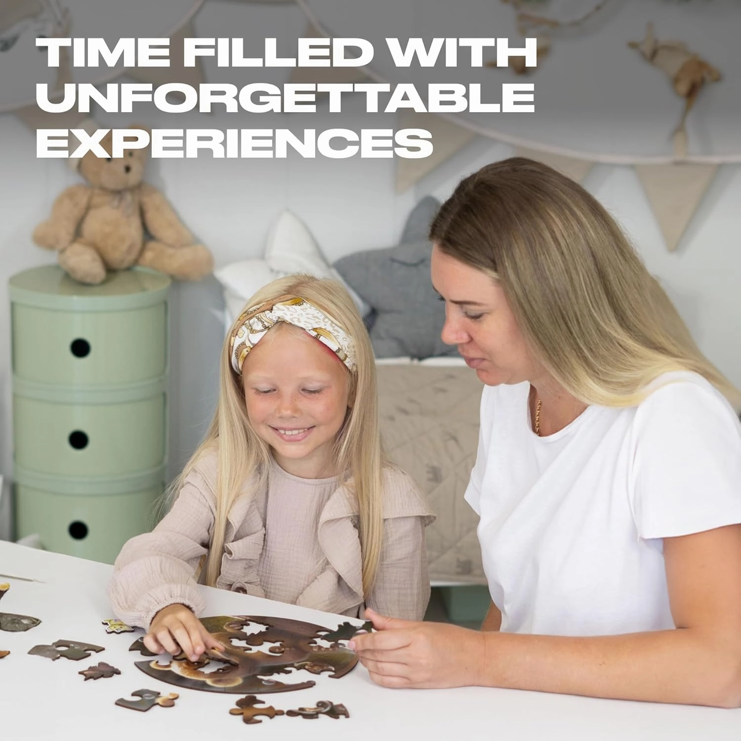 UNIDRAGON Original Wooden Jigsaw Puzzles for Kids Ages 3-5 — Bubblez Bear — 30 Pieces Puzzle Round Shape 9.8×9.8 Inches Toddler Kids Activities Tiny Animals Preschool Toys Brain Teasers
