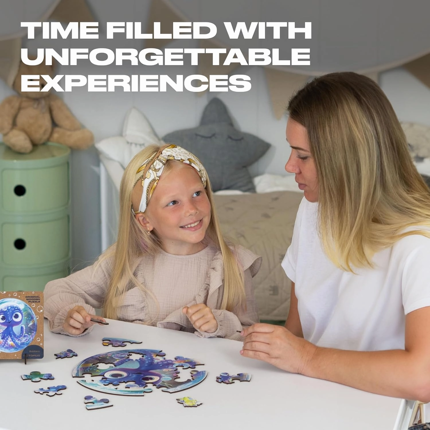 UNIDRAGON Original Wooden Jigsaw Puzzles for Kids Ages 3-5 — Bubblez Octopus — 30 Pieces Puzzle Round Shape 9.8×9.8 Inches Toddler Kids Activities Tiny Animals Preschool Toys Brain Teasers