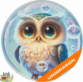 UNIDRAGON Wooden Puzzles for Adults Unique Jigsaw Puzzles - Medium Bubblez Owl 9.8" x 9.8" 30 PCS Deko Jigsaw Puzzles with Cut 0.03 mm Accuracy Tiny Animals