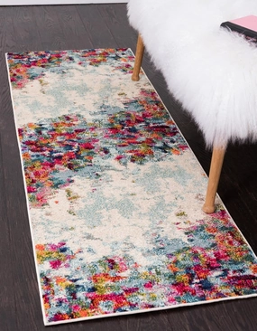 Unique Loom Chromatic Collection Modern Colorful & Vibrant Abstract Area Rug for Any Home Décor 2' 7 x 12' 0 Runner, Multi/Beige