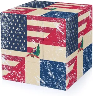 U.S. and Dominican Vintage Flag Funny 3x3x3 Cube Smooth Lightweight Puzzle for Adult Graphic Printing Travel