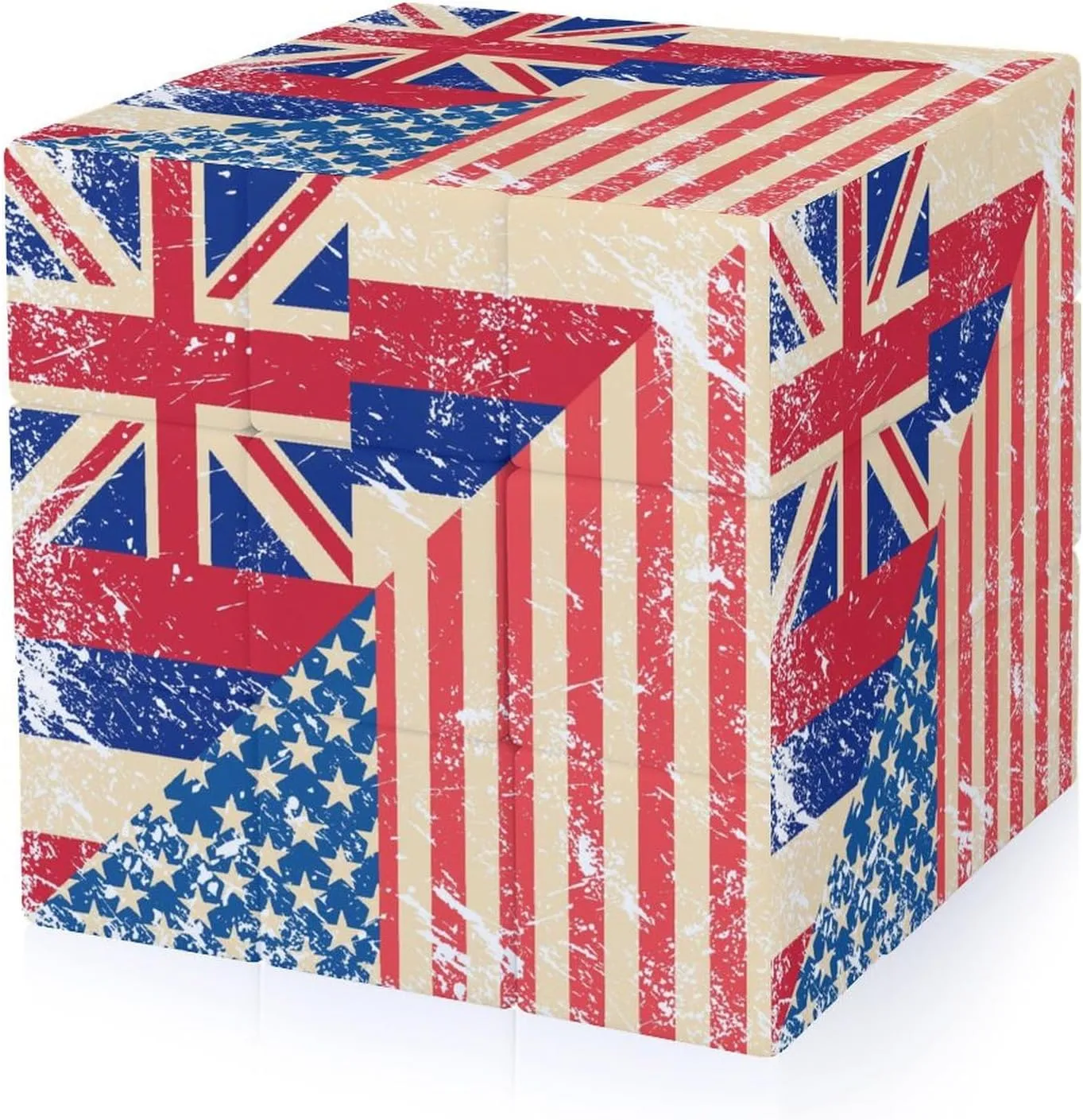 U.S. and Hawaii Vintage Flag Funny 3x3x3 Cube Smooth Lightweight Puzzle for Adult Graphic Printing Travel