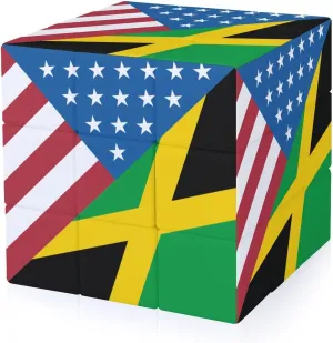 U.S. Jamaican Flag Funny 3x3x3 Cube Smooth Lightweight Puzzle for Adult Graphic Printing Travel