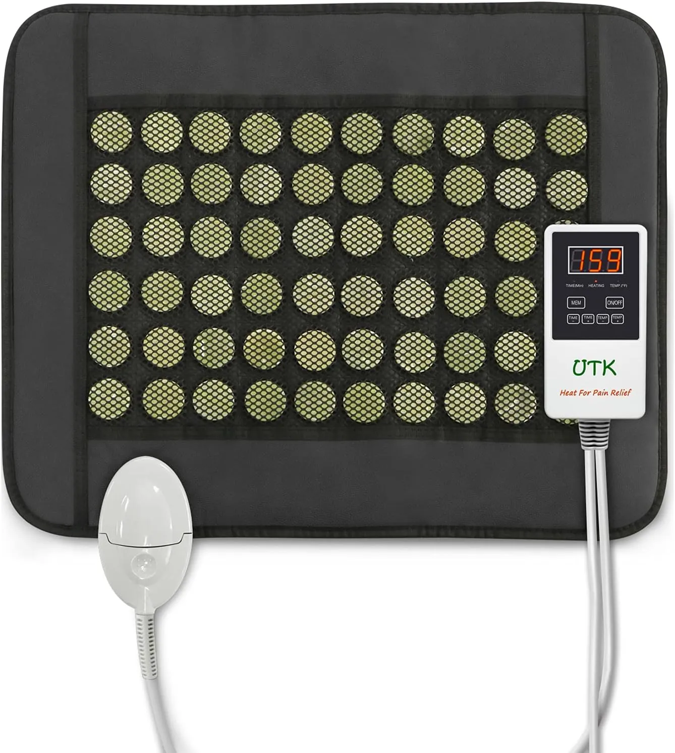 UTK Far Infrared Heating Pad - Natural Jade Heating Pad for Back Pain Relief - Small (19" X 15"), Smart Controller, Adjustable Temp and Travel Bag Included