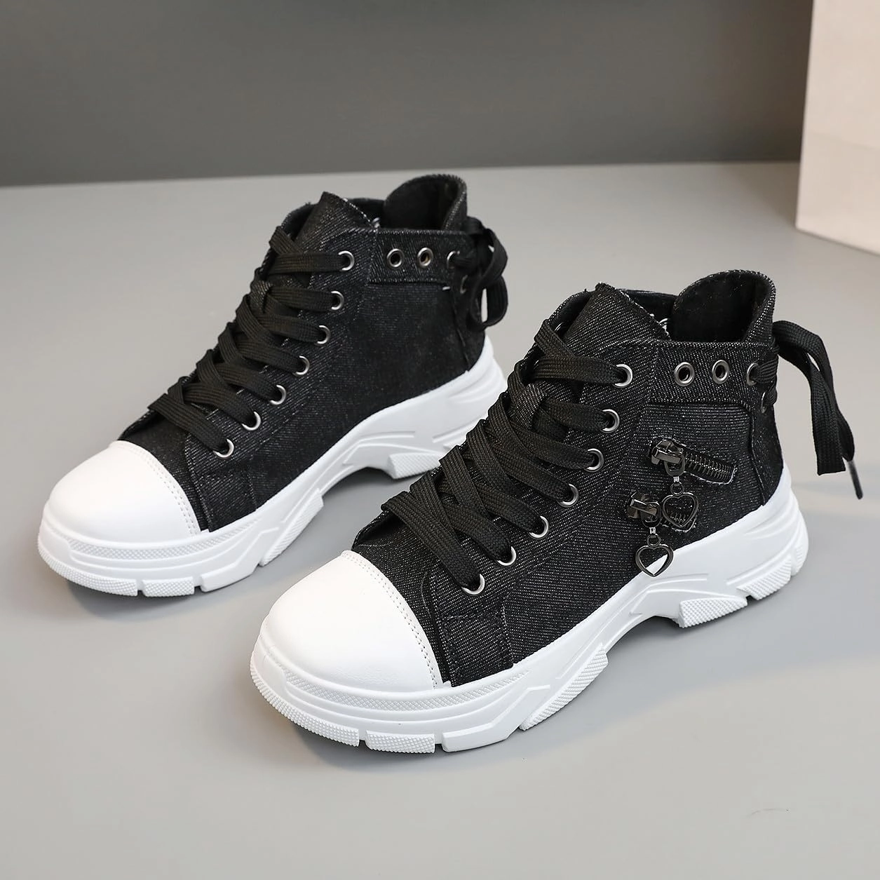 VAXAV Women's Lightweight High Top Platform Canvas Sneakers Breathable Walking Shoes