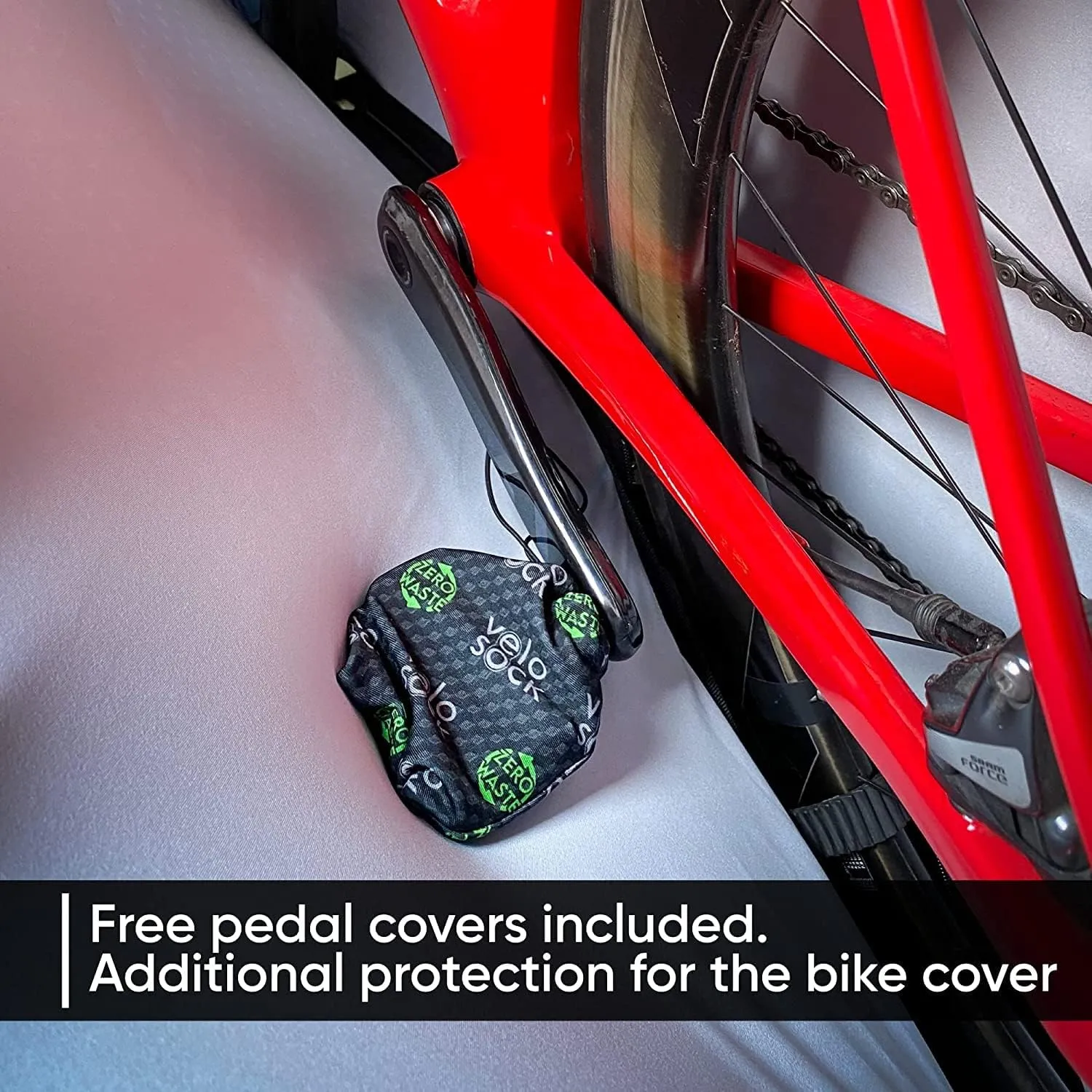 Velo Sock Full Bike Cover for Indoor Storage and Transportation, Dirt Proof and Water Repellent Stretchy Zippered Fabric Bicycle Protection Cover for Bicycle - Mystic Forest (Standart-MTB / E-Bike)