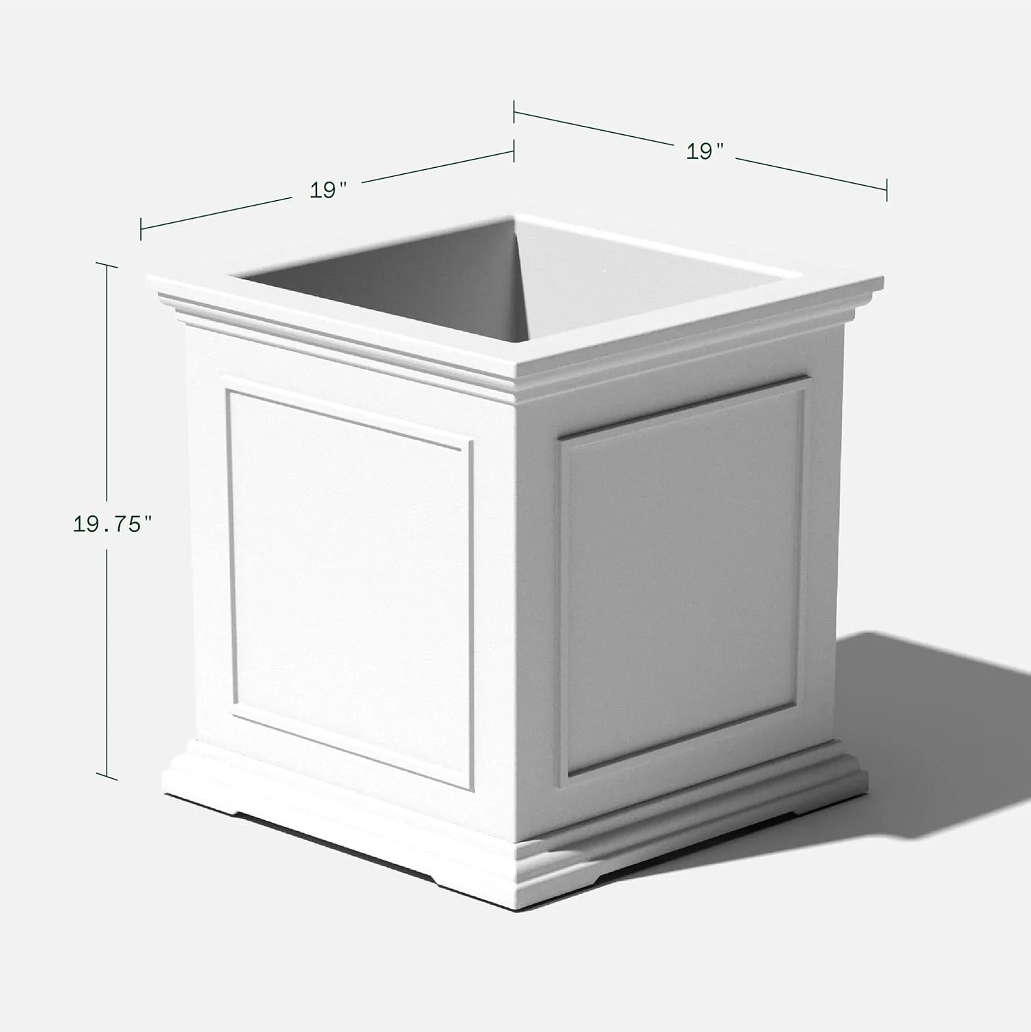 Veradek Brixton Series Cube Plastic Planter - Square Planter for Indoor or Outdoor Patio/Front Porch | Durable All-Weather Use w/Drainage Holes | Classic Estate Design for Flowers, Tall Plants, Trees