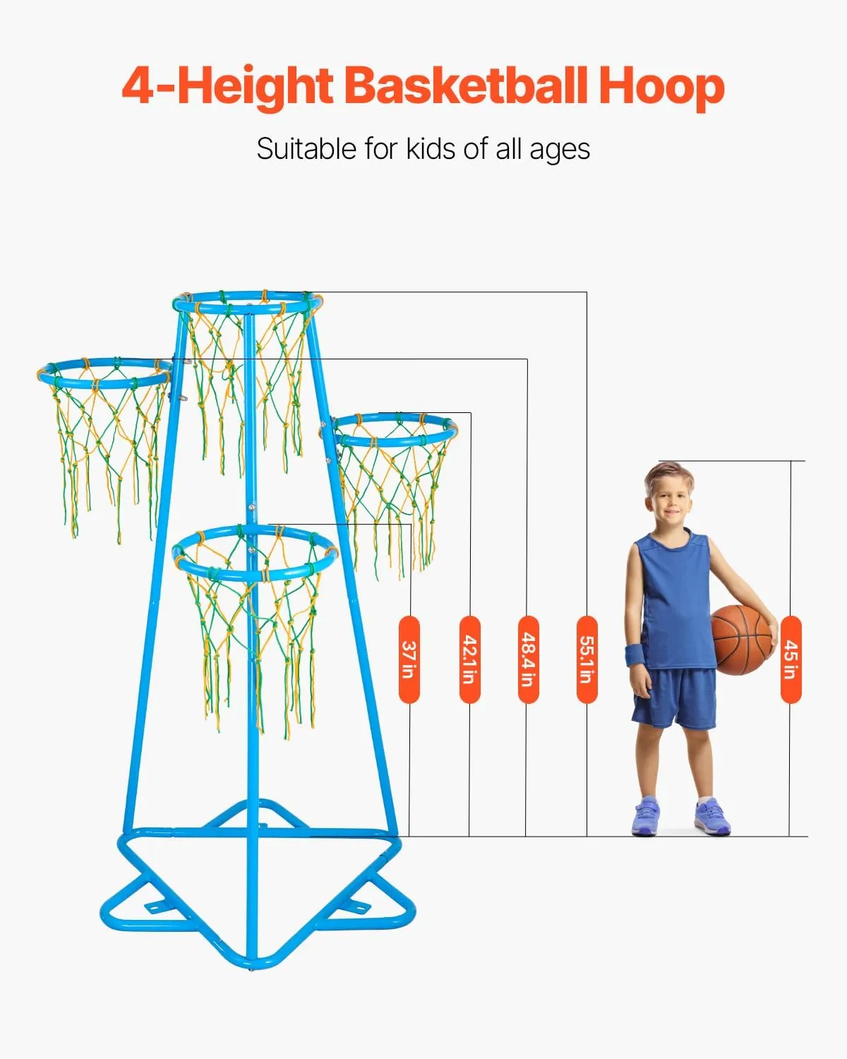 VEVOR Indoor Basketball Hoop for Kids, Indoor and Outdoor Backyard Sport Game, Toddler Basketball Toys for Kids 3-8 Years Old, Boys and Girls