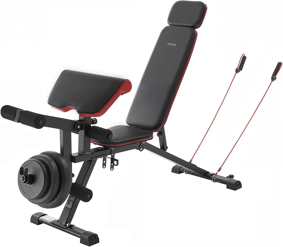 VEVOR Weight Bench, Adjustable Weight Bench Press for Full Body Workout,