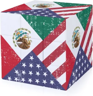 Vintage U.S. Mexico Flag Funny 3x3x3 Cube Smooth Lightweight Puzzle for Adult Graphic Printing Travel