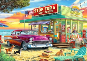 Vintage Beach Hamburger Store Puzzles for Adults 1000 Pieces, Hard Impossible Difficult challenging Family Jigsaw Puzzle Perfect for Family Game Night & Home Decor