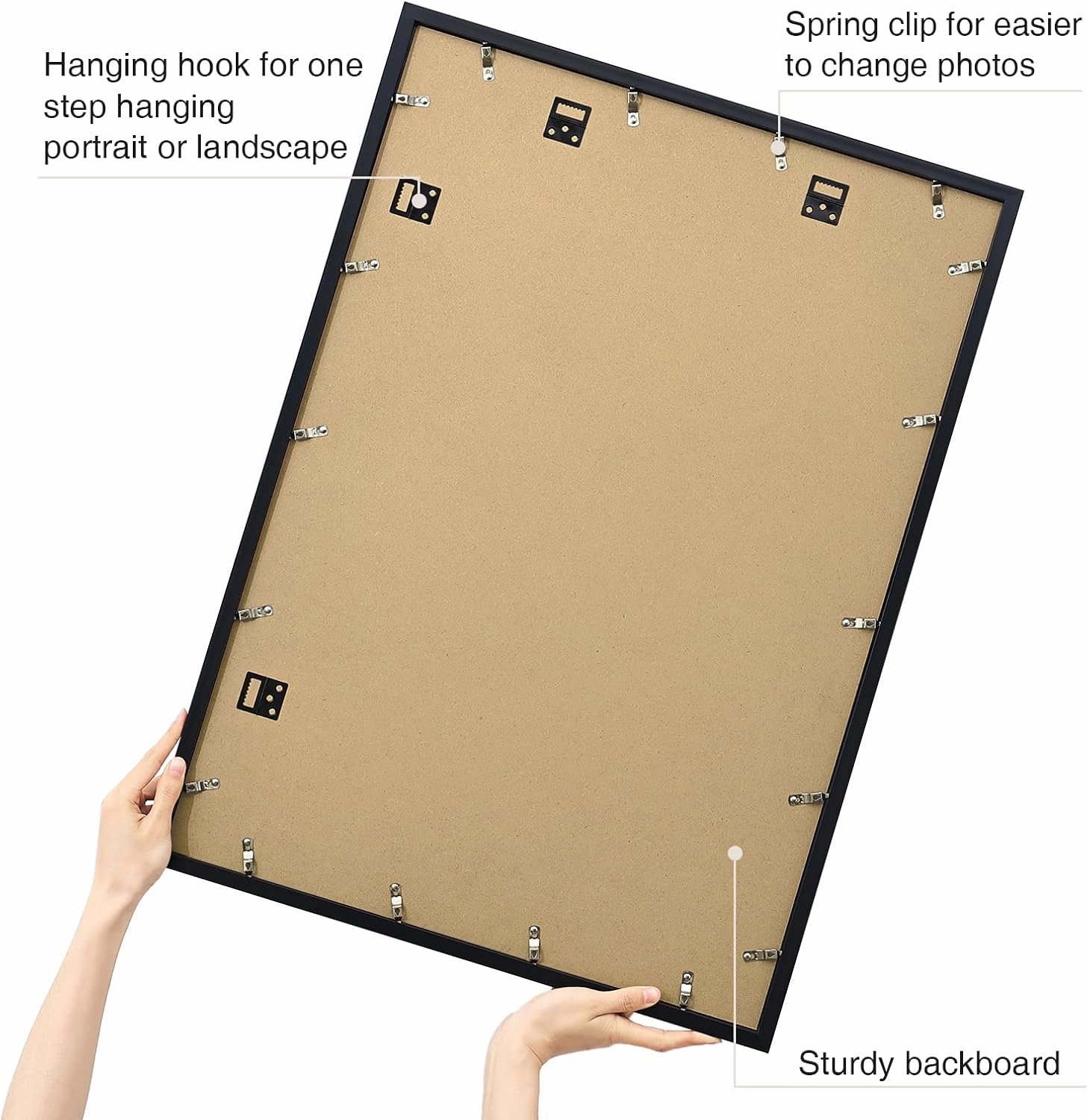 Vittanly 20x28 Picture Frame with Plexiglass - Large Black Poster Frame for Wall Display - Includes 16x24 Mat, Made of Durable PVC Design - 1 Pack
