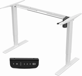 VIVO Electric Stand Up Desk Frame Workstation with Memory Touch Pad, Single Motor Ergonomic Standing Height Adjustable Base, White, DESK-V102EW